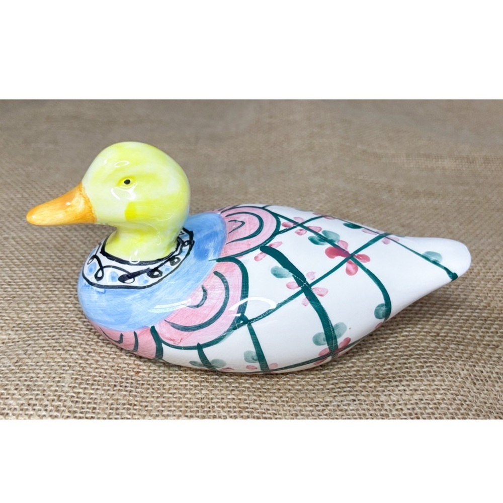 Ganz Bella Casa Colorful Ceramic Duck Figure Hand Painted Kitsch Cute Farm Core